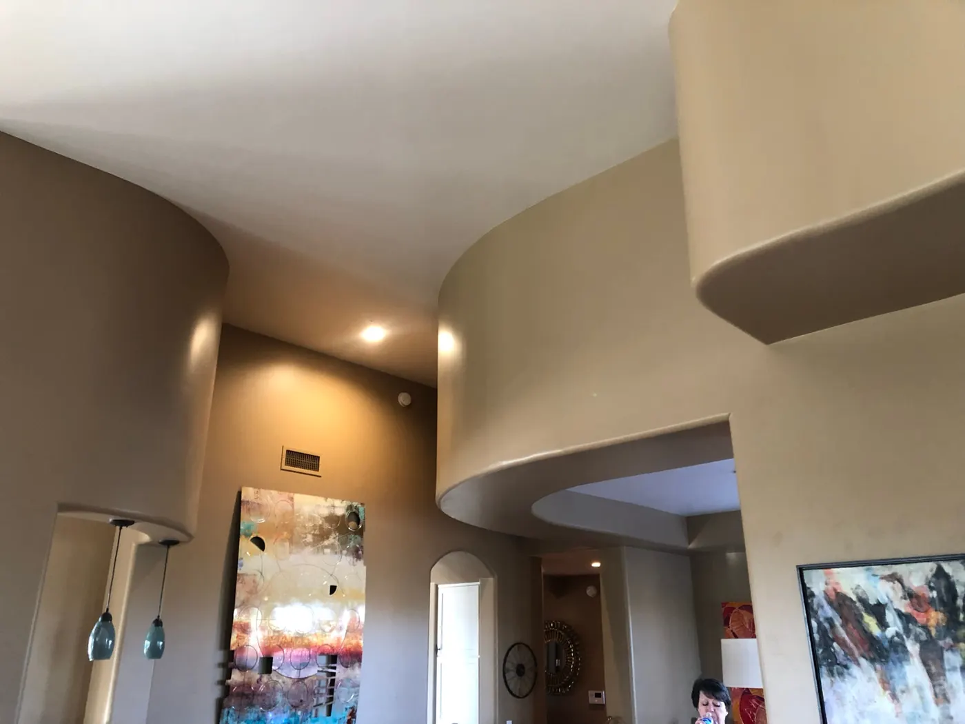 Freshly painted curved interior walls and architectural details